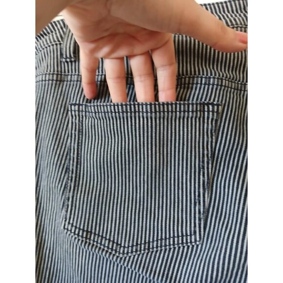 CABI JEANS Navy + White Johnny Railroad Striped Crop Length Women's Jeans 12 - Picture 9 of 16